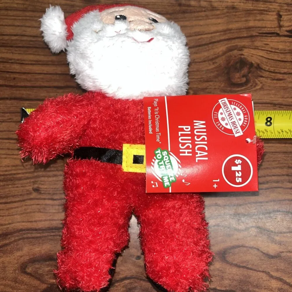 7 In Musical  Plush Santa Claus - On/Off  Squeeze To Try Me NWT